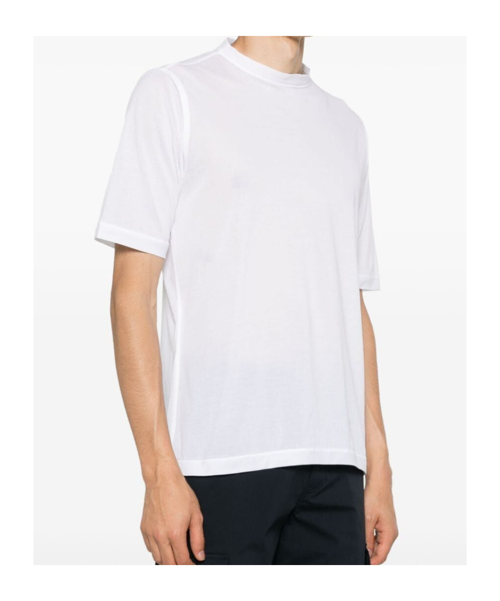 Shop Kiton Pique Woven T-shirt In White