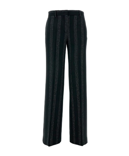 Msgm Striped Wide-leg Trousers In Black