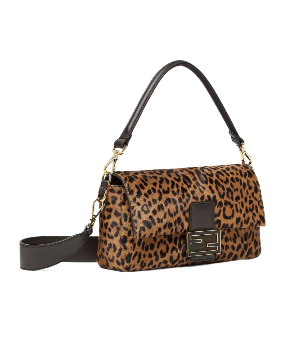 Fendi Baguette Shape Shoulder Bag With Detachable Strap In Brown