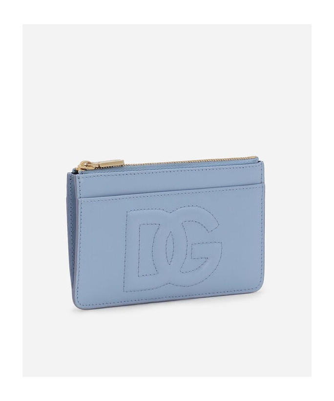 Dolce & Gabbana Medium Dg-embossed Card Holder In Blue