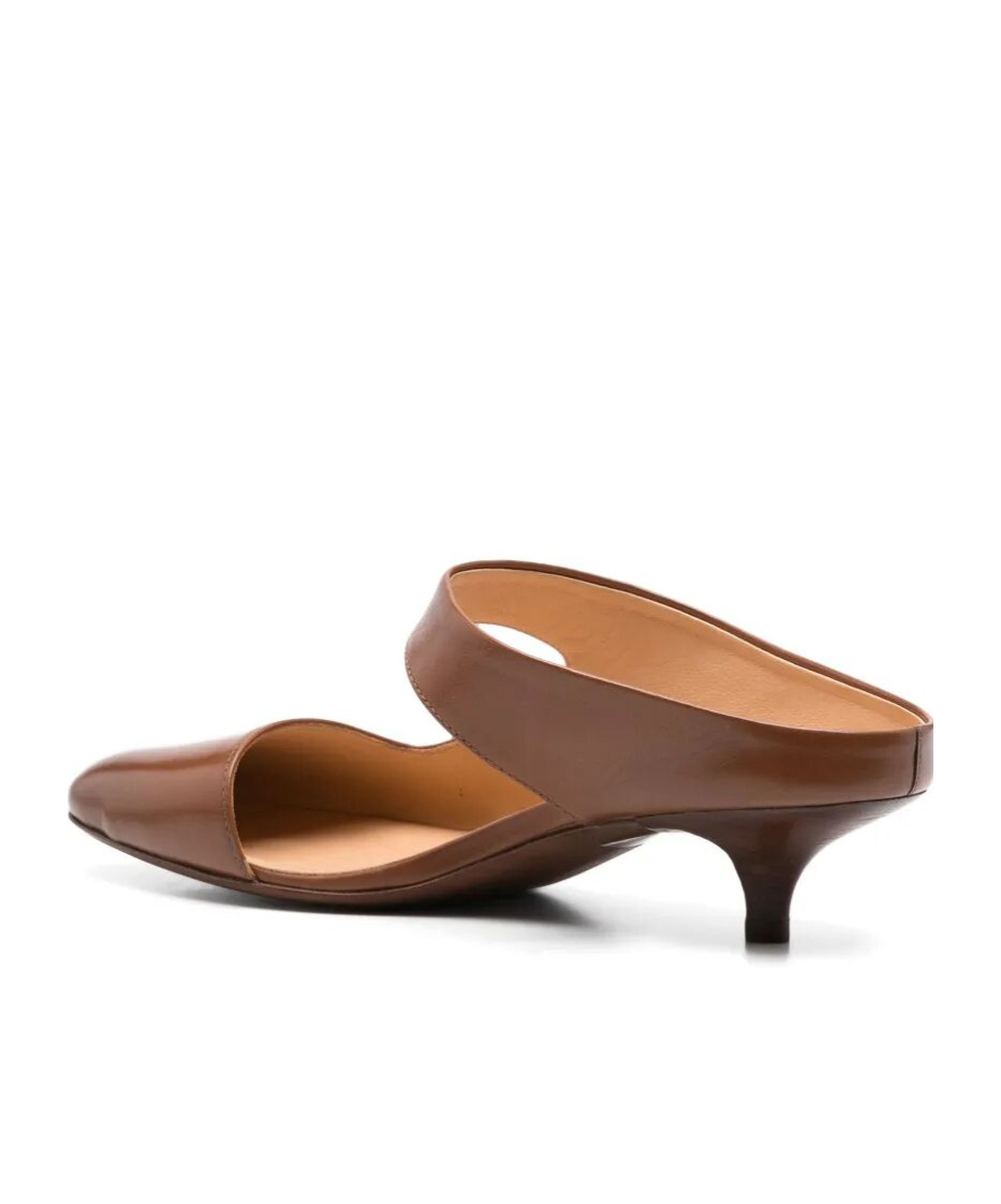 Marsèll Almond Toe Kitten Heel Strap Mules In Brown