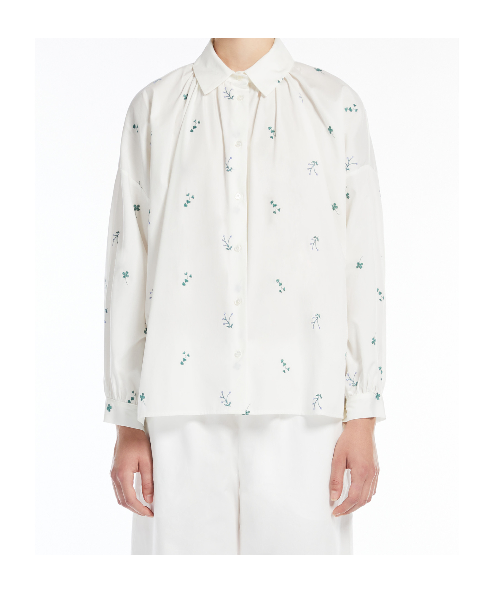 Weekend Max Mara Gilly Embroidered Poplin Shirt In White
