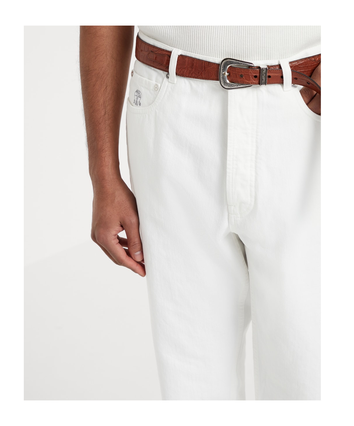Brunello Cucinelli Belt-loop Jeans In White