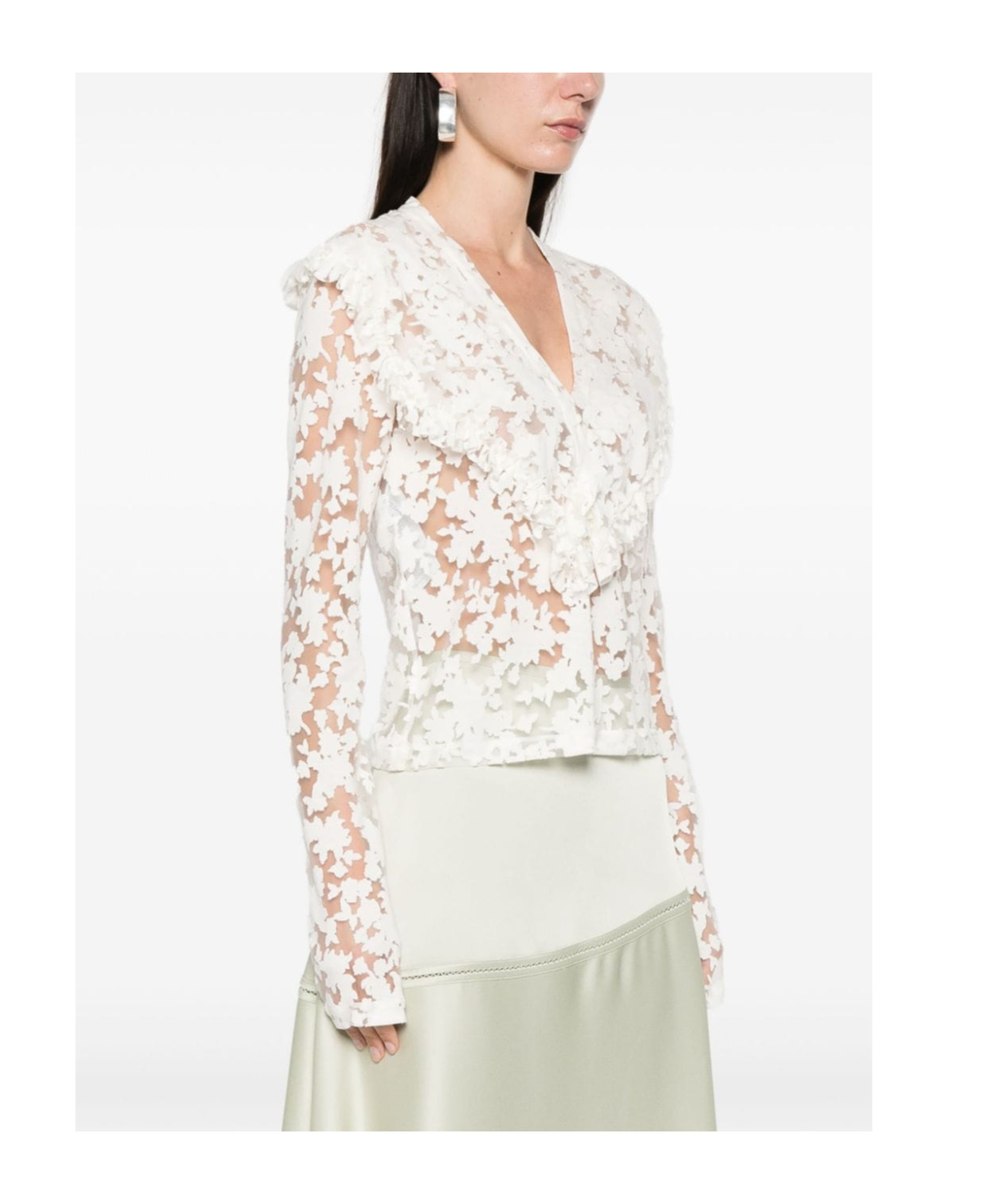 Philosophy Di Lorenzo Serafini Floral-devoré Semi-sheer Blouse In White