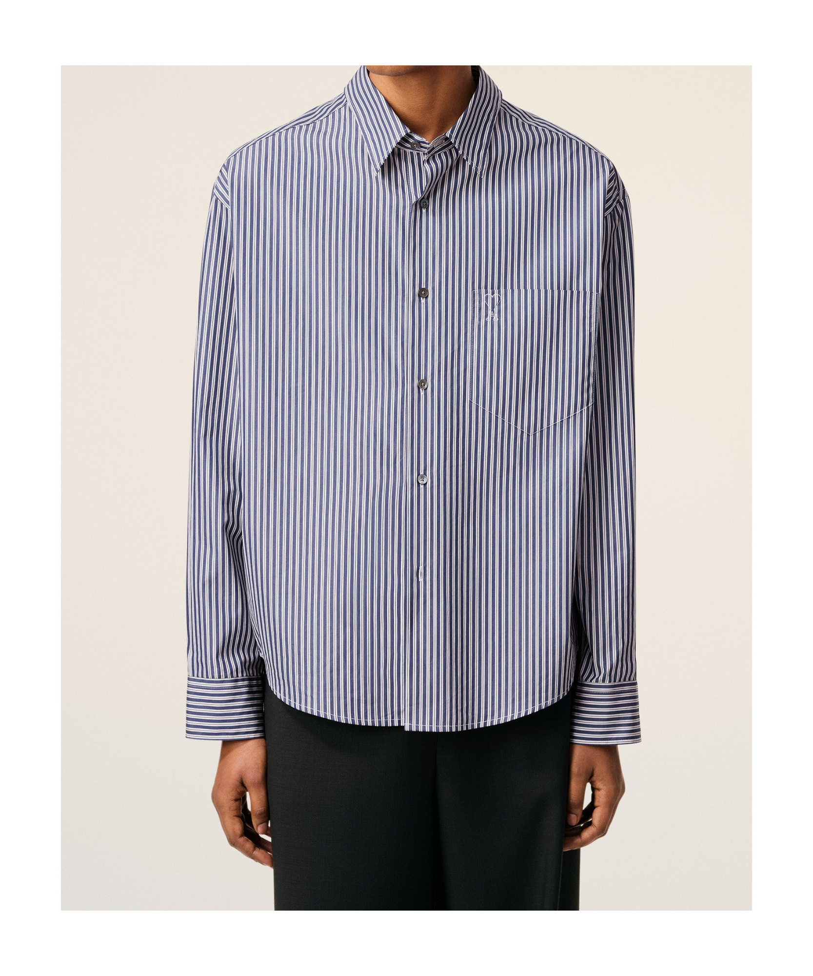 Ami Alexandre Mattiussi Striped Shirt In Gray