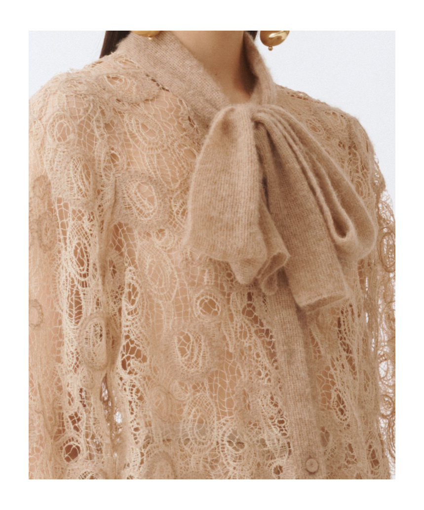 Fabiana Filippi Lace Cropped Shirt In Neutral