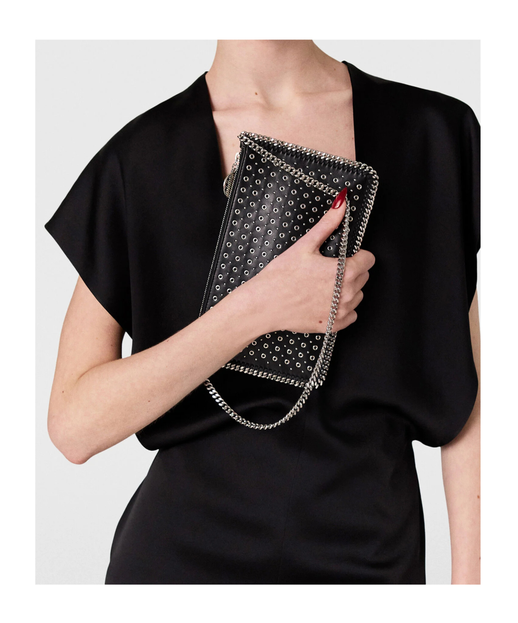Stella Mccartney Deep V Cap Sleeved Midi Dress In Black