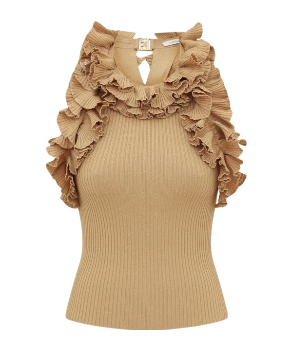 Zimmermann Luna Metallic Ruffle Tank In Brown