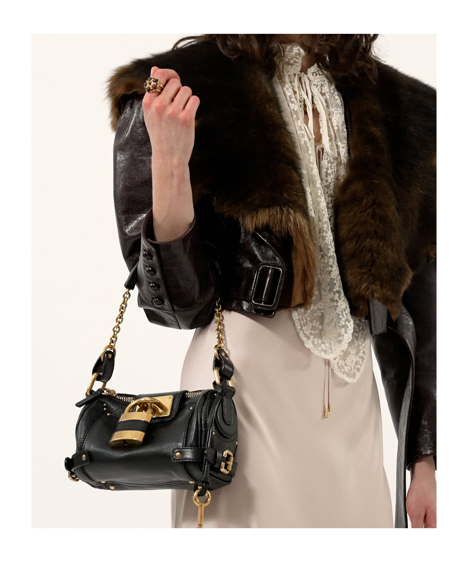 Chloé Borsa Con Catena Paddington Piccola In Pelle Granata In Black