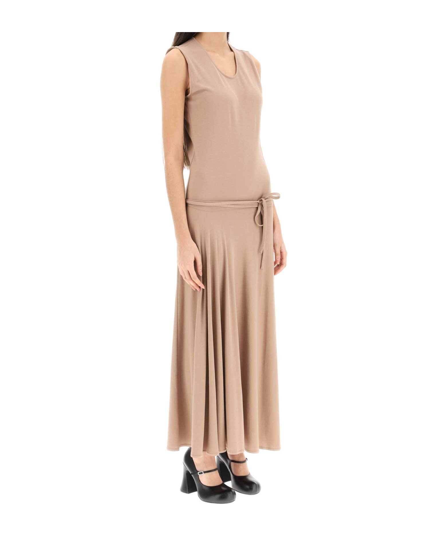 Shop Lemaire Drawstring-detail Midi Dress In Nude