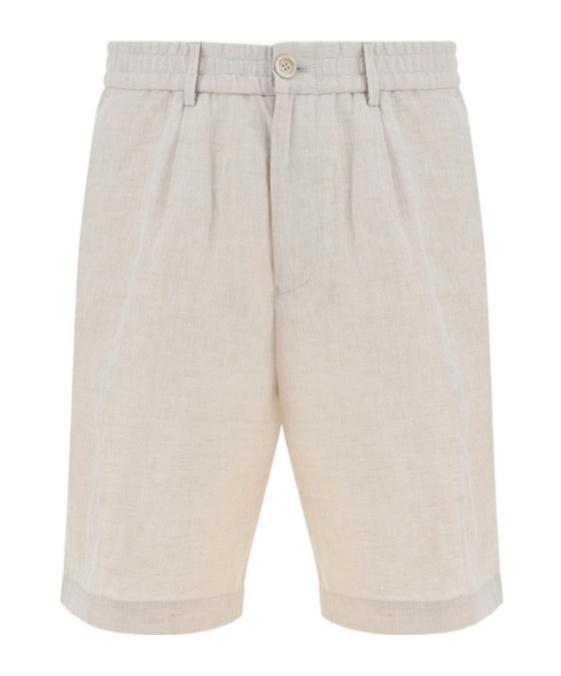 Brunello Cucinelli Linen Bermuda Shorts In Nude