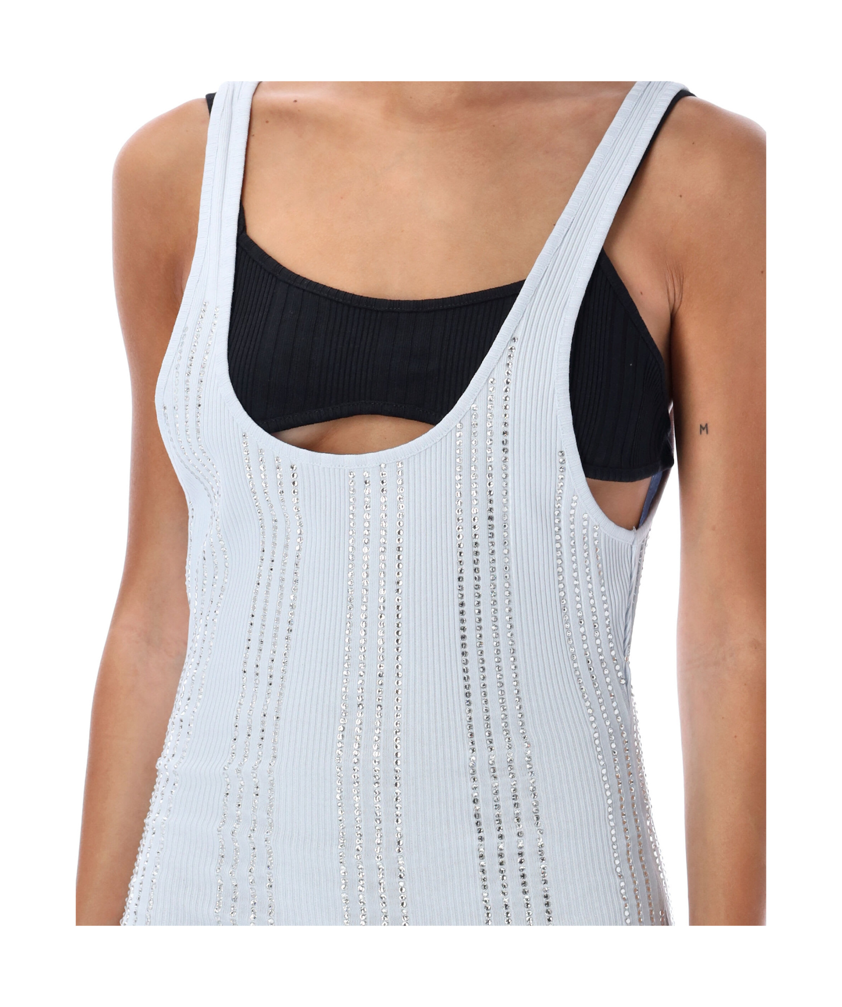 Attico White Cotton Flat Ribbed Jersey Tank Top In White