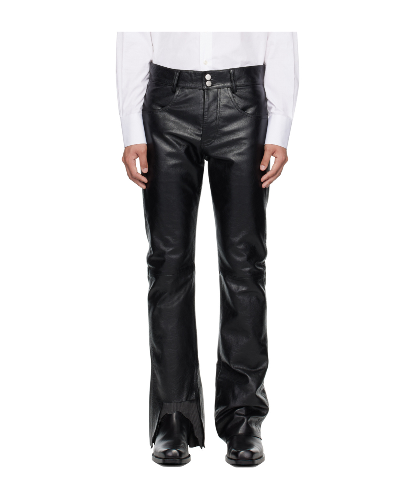 Enfants Riches Deprimes Belt Loop Leather Pants In Black