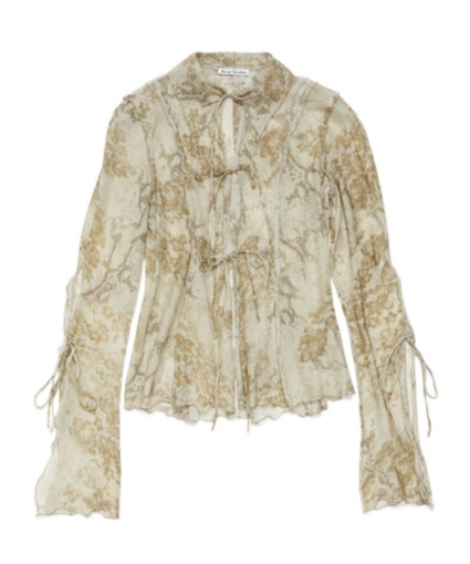 Acne Studios Floral-print Semi-sheer Shirt In Nude