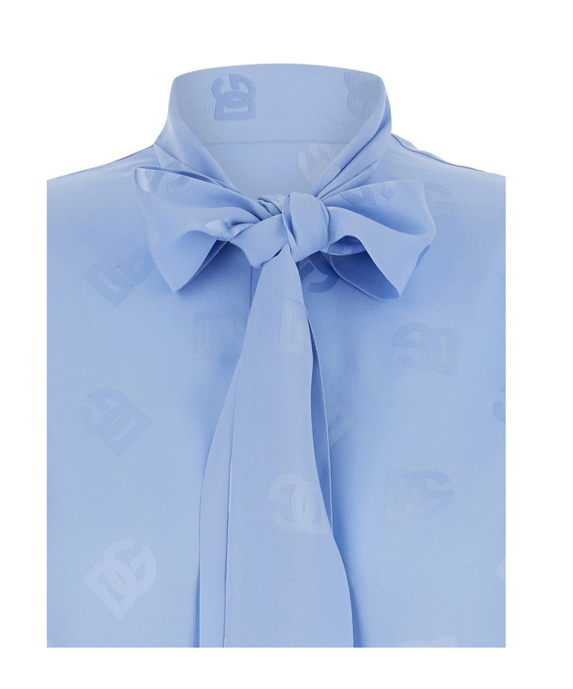 DOLCE & GABBANA MONOGRAM-JACQUARD PUSSY-BOW SHIRT