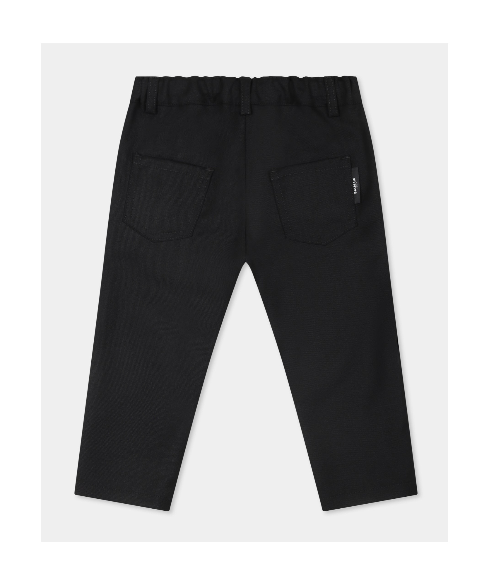 Shop Balmain Logo-patch Straight-leg Trousers In Black