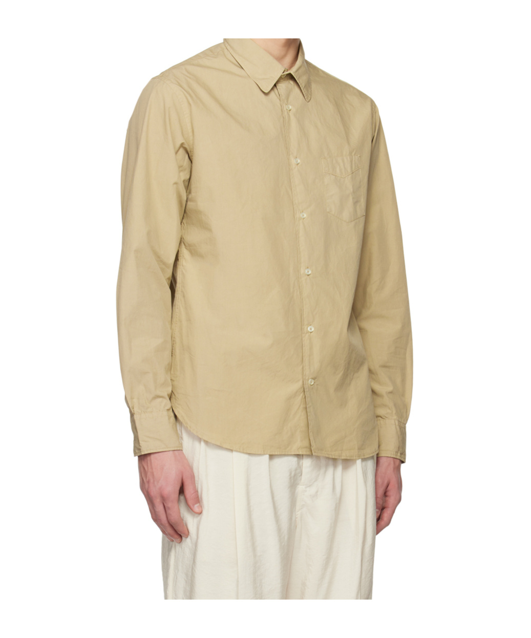 Officine Generale Button-down Long-sleeved Shirt In Brown