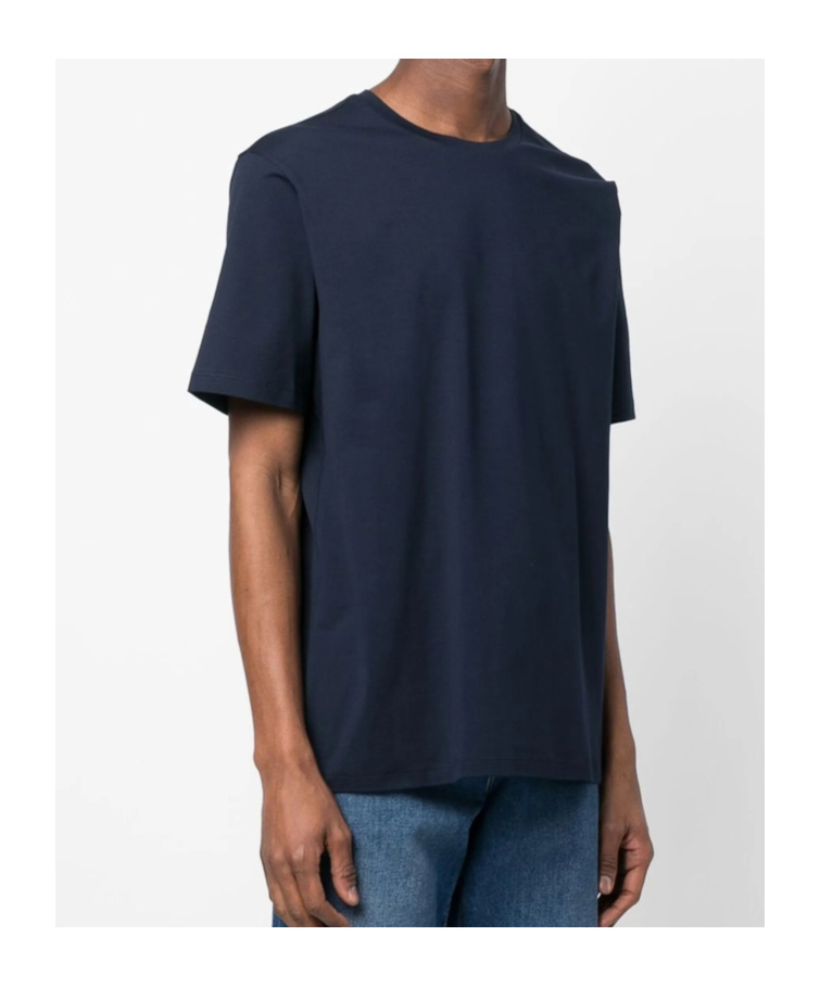 Herno Men Navy Blue Round Neck Logo T-shirt, M Luxury T-shirts For Men Darveys