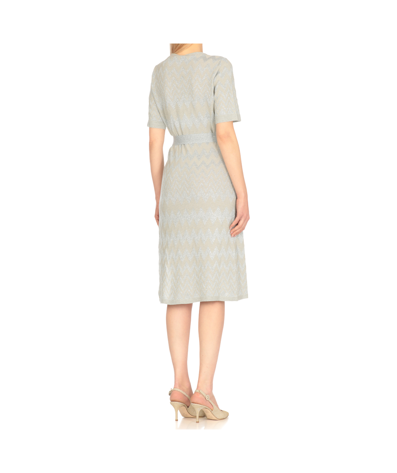D Exterior D.exterior Zigzag Belted Dress In Gray