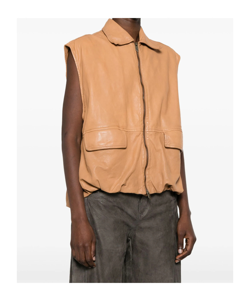 Salvatore Santoro Leather Waistcoat Santoro In Nude