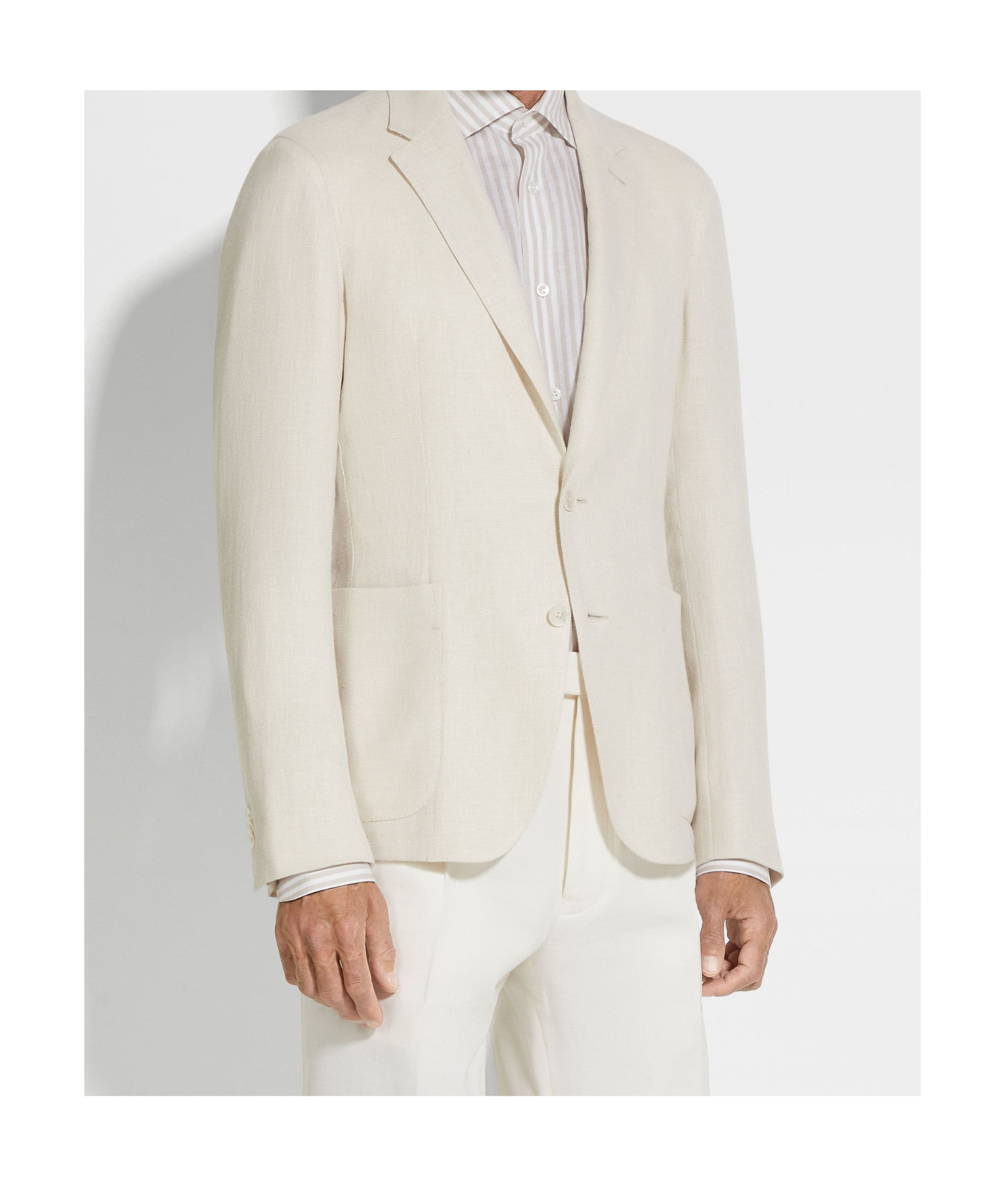 Zegna Veste Chemise En Oasi Lino Blanche In White