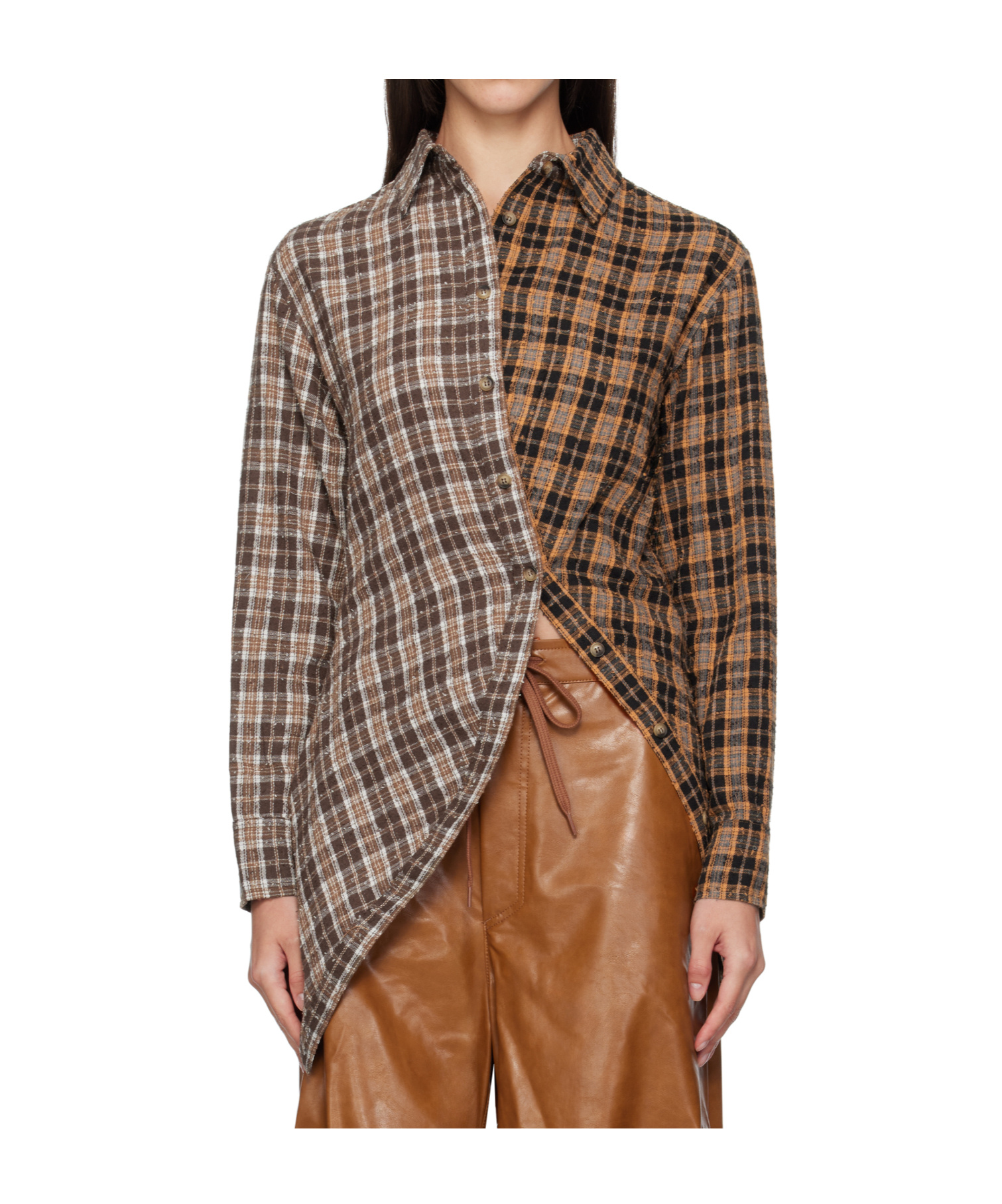 Andersson Bell Twist Check Shirt In Brown
