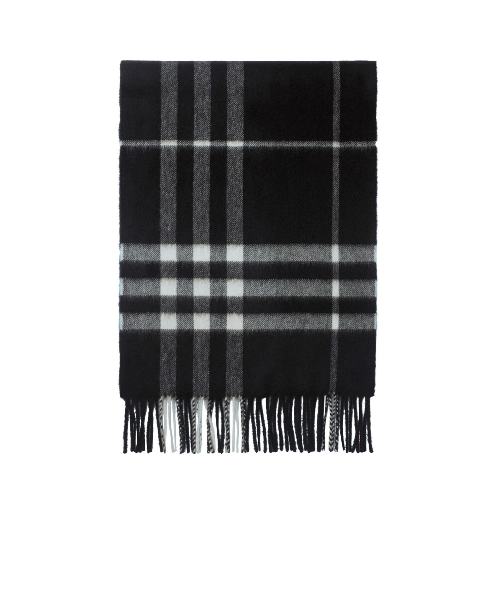 Burberry Checked Fringed-edge Scarf In Black