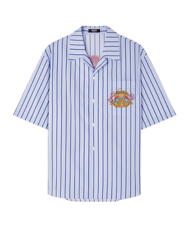 Versace Dive In Crest Striped Shirt