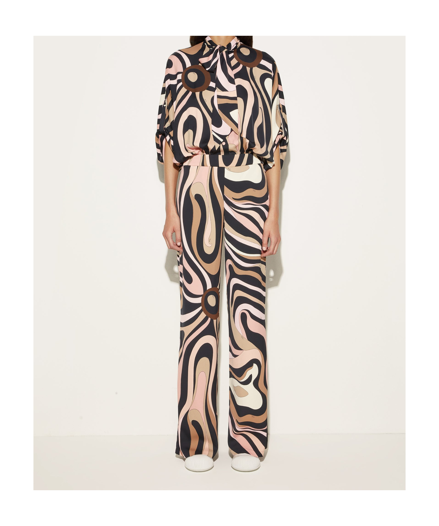 Pucci Marmo-print Jumpsuit In Black And Nude