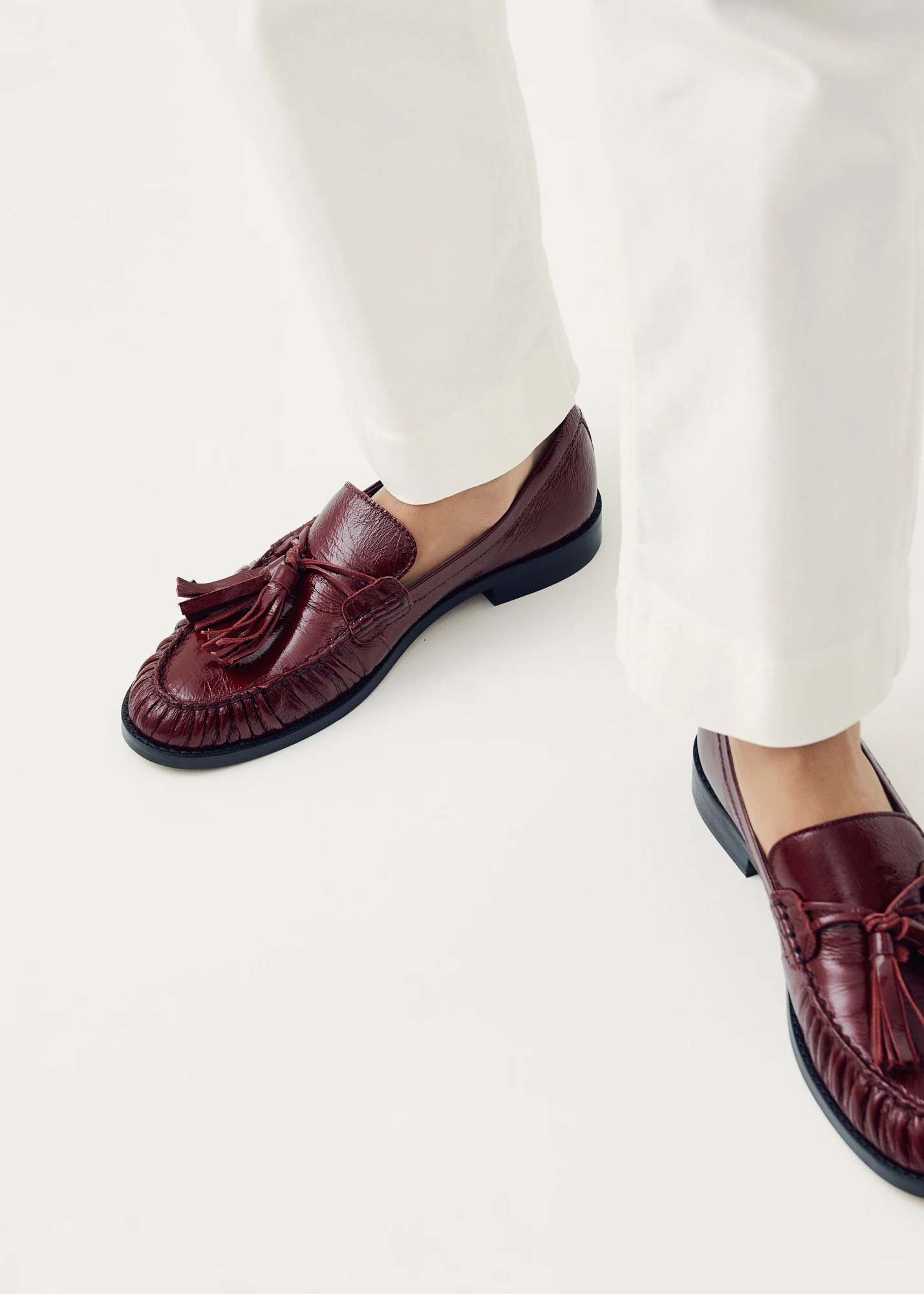 Alohas Marietta Leather Loafers In Burgundy