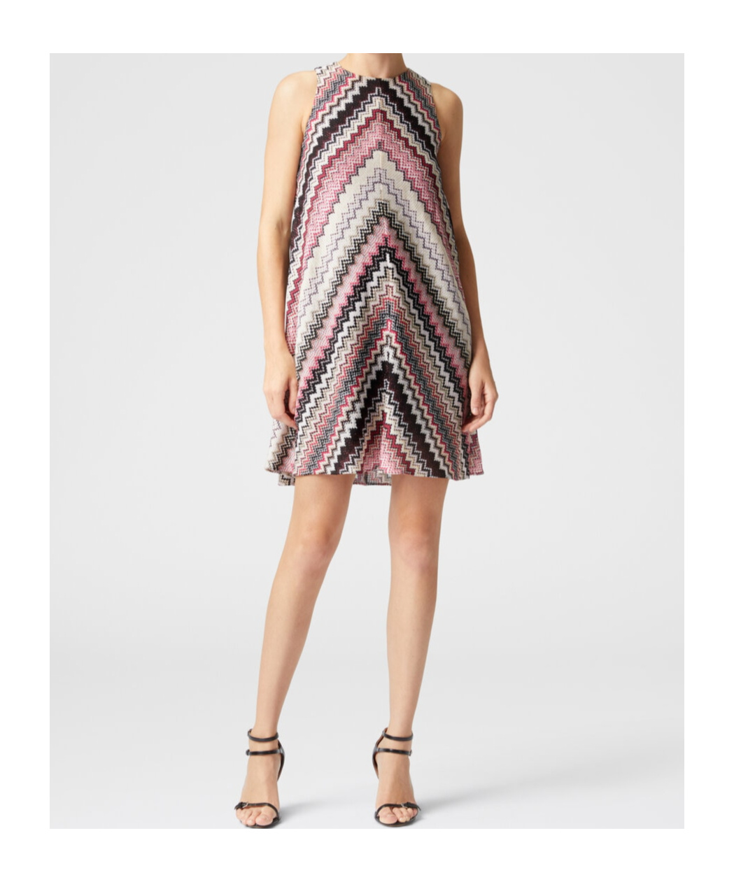 Missoni Mini A-line Dress With Serrated Zigzag Lamé Motif In Nude