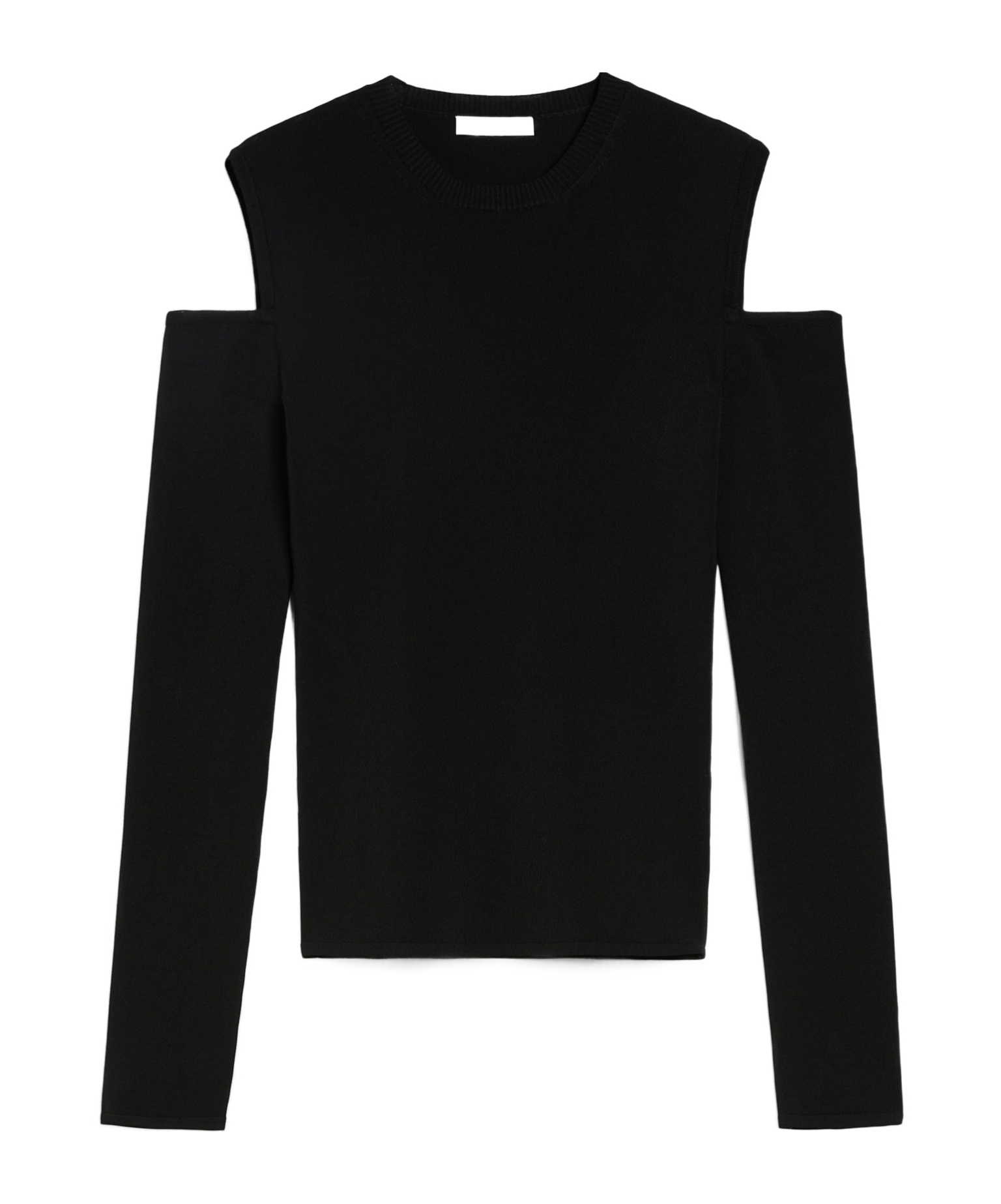 Max Mara Fitted Black Top With Shoulder Cut-outs In Black