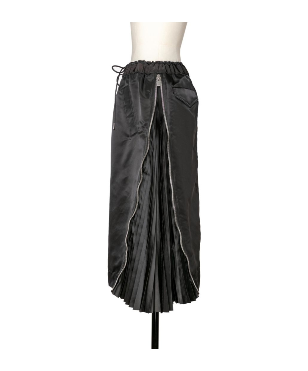 Sacai Insulated Nylon Twill Midi Skirt In Black