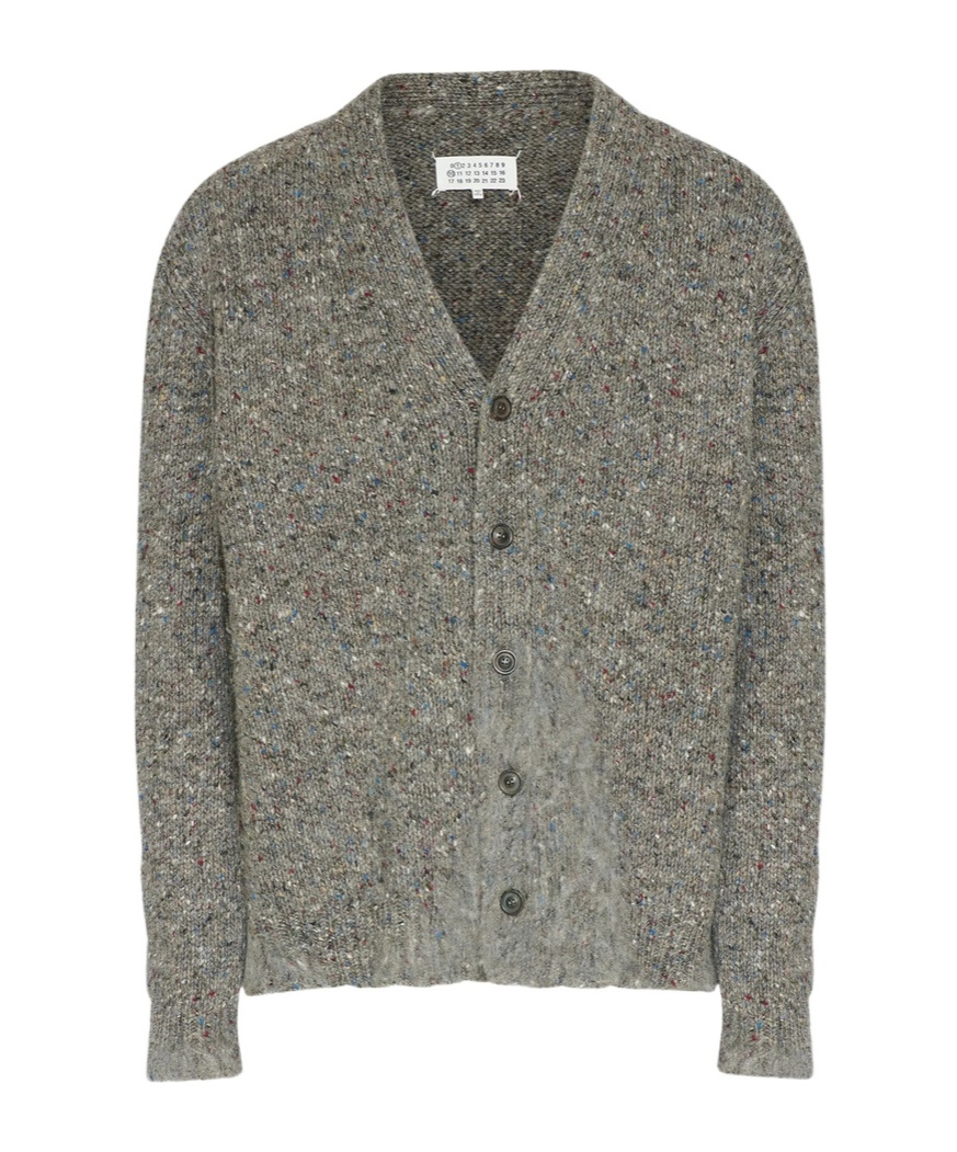 Maison Margiela Textured Button-up Cardigan In Gray
