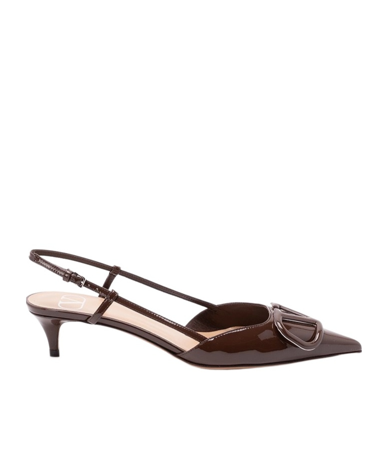 Valentino Vlogo Signature Pointed Toe Pumps In Brown