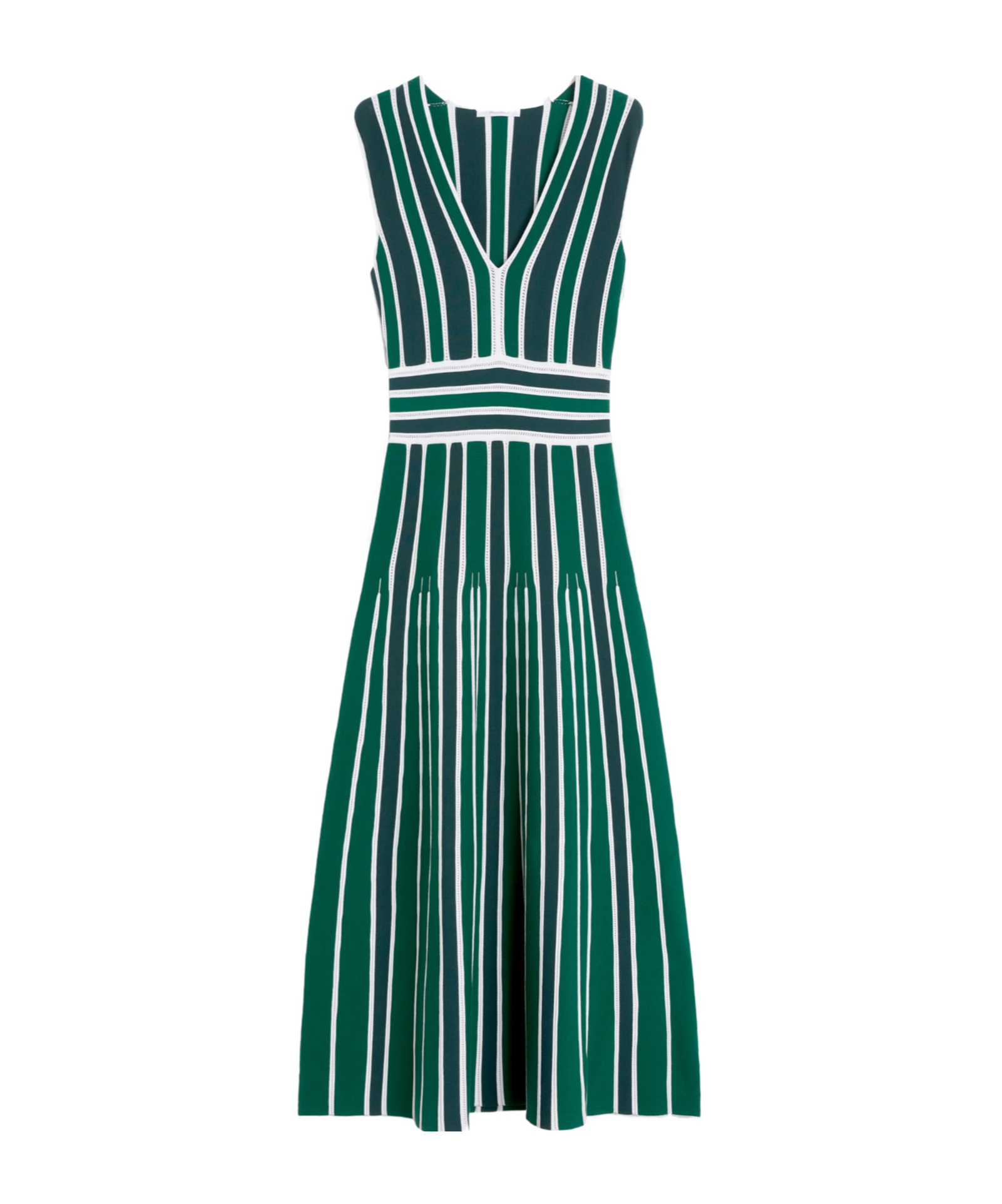 Max Mara Tallone Stripe Sleeveless Maxi Sweater Dress In Green