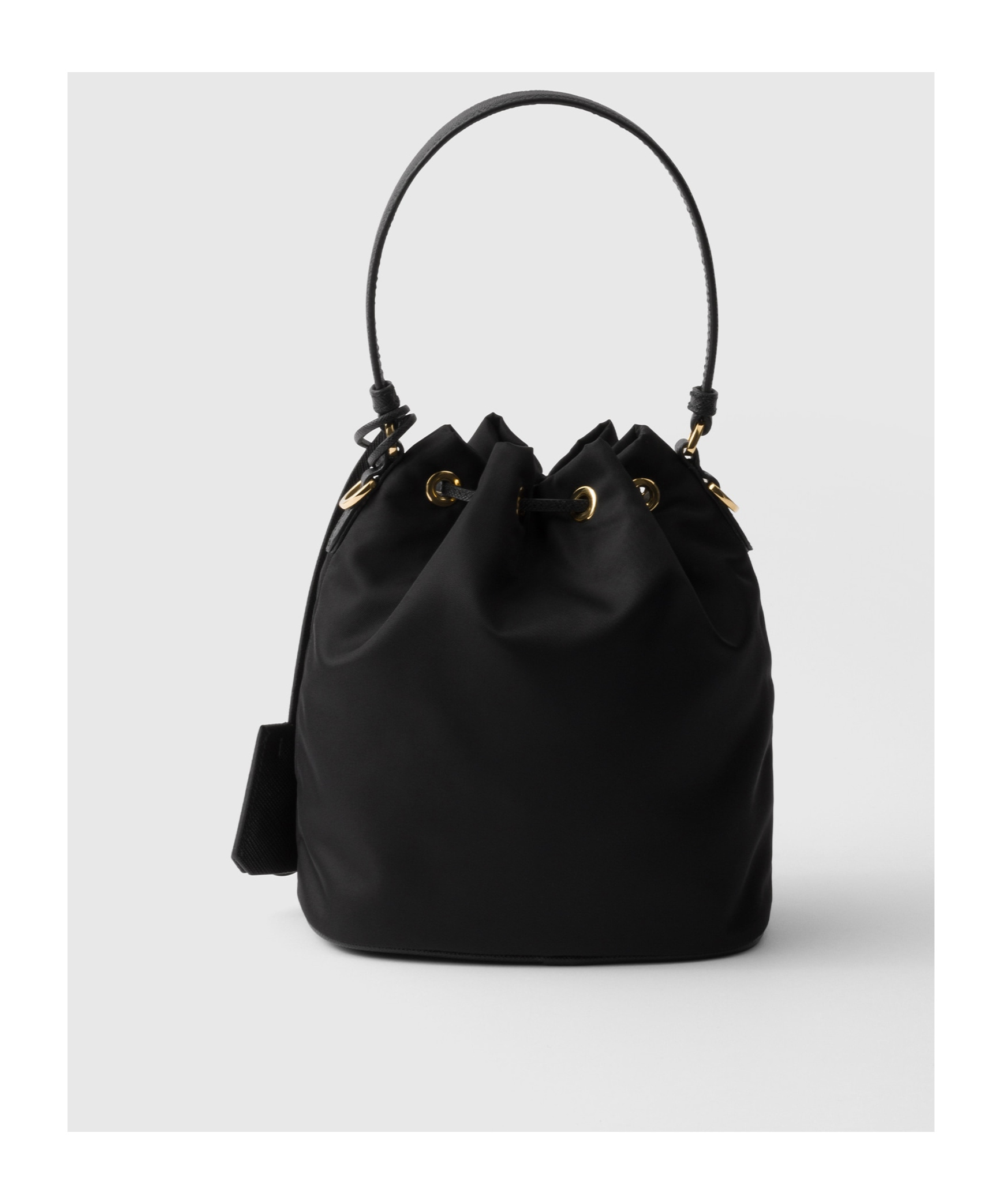 Prada Triangle-logo Bucket Bag In Black