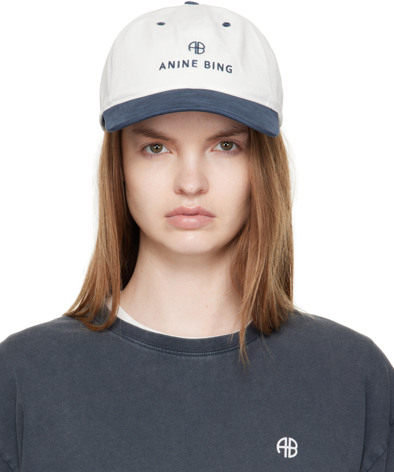 Anine Bing Logo Embroidered Baseball Cap In White