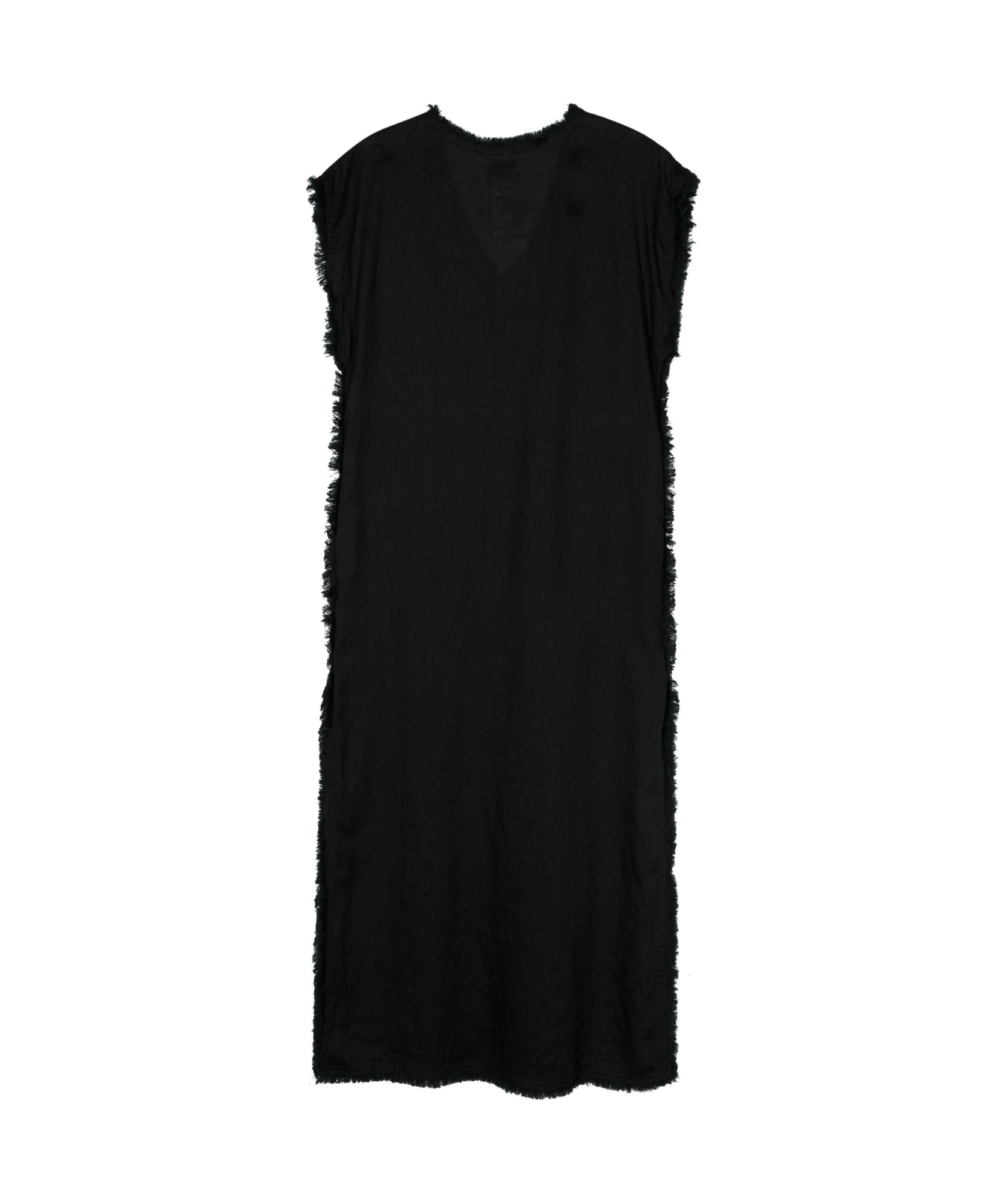 P.a.r.o.s.h Frayed Linen Midi Dress In Black