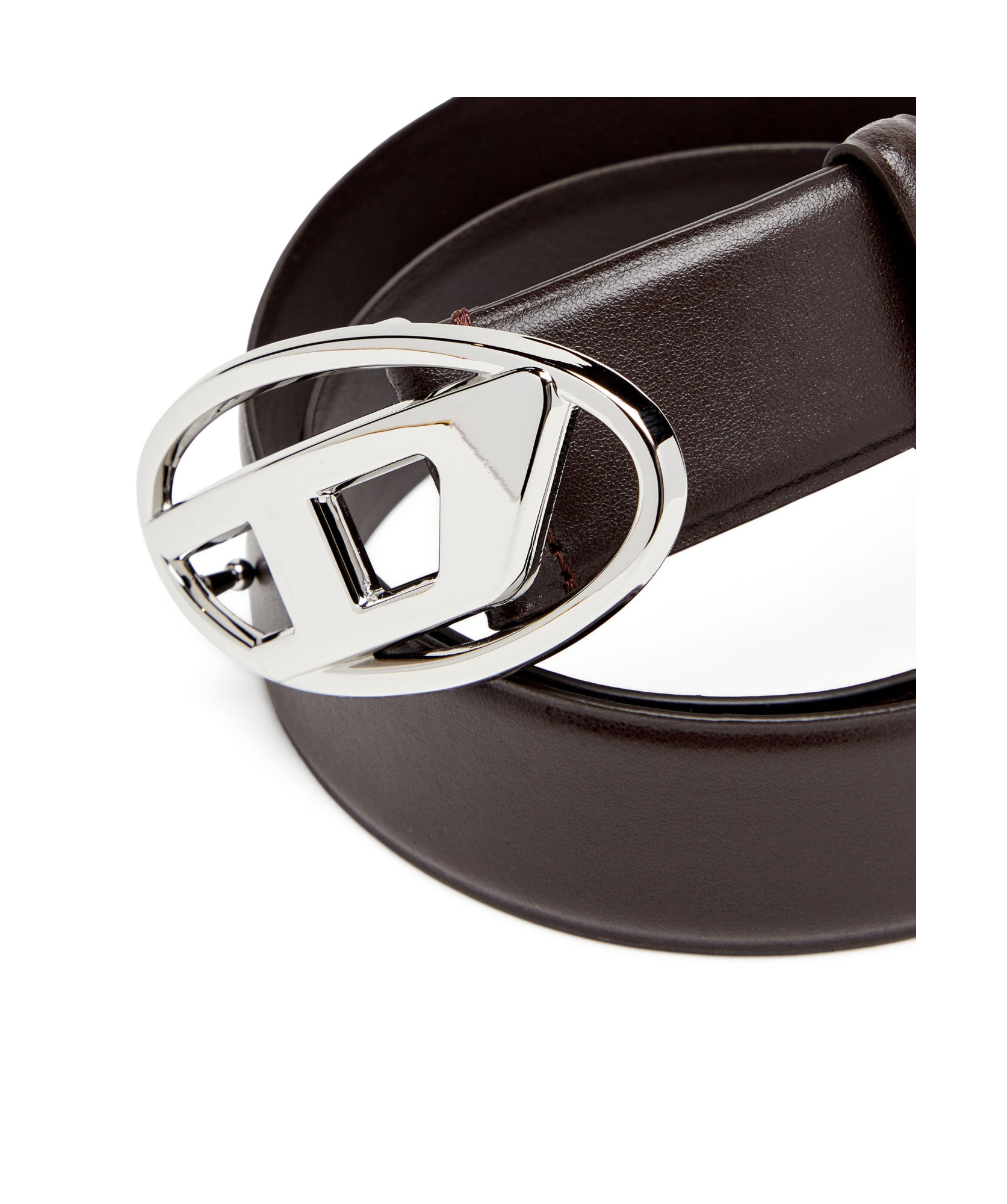 Diesel Black Belt With Oval D Logo Buckle Closure In Leather Man In Black