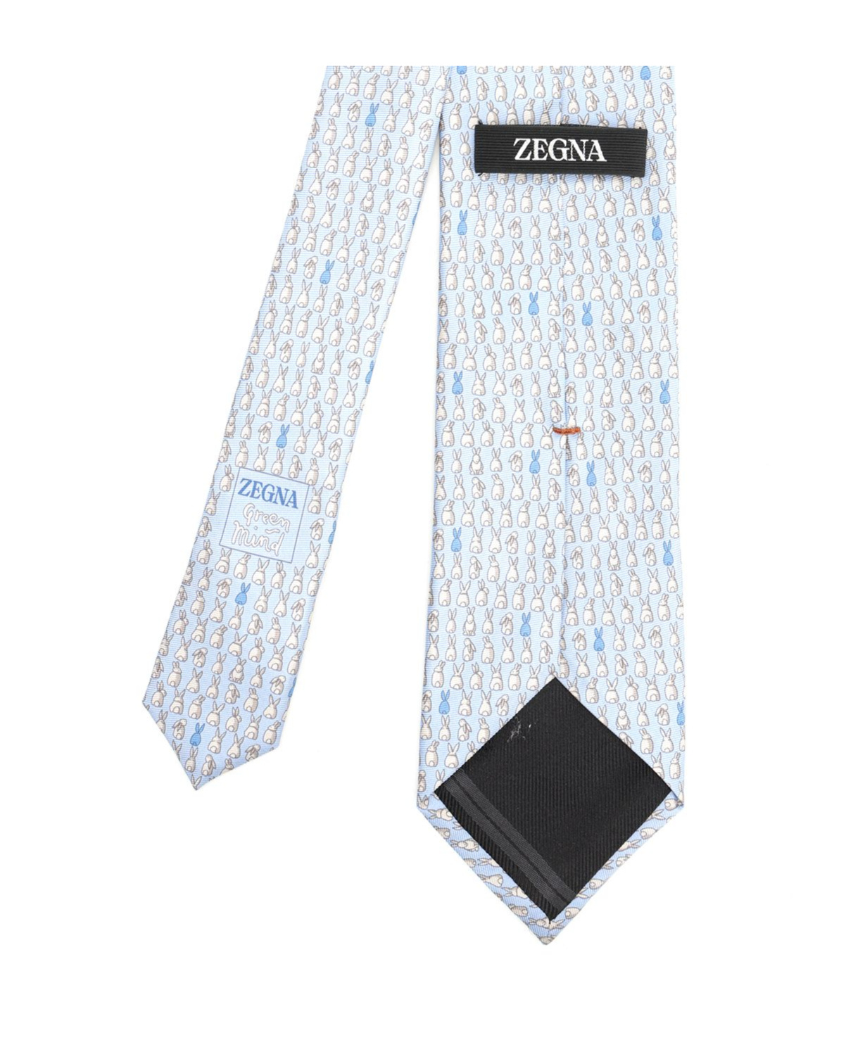 Zegna Bunny Print Tie In Gold