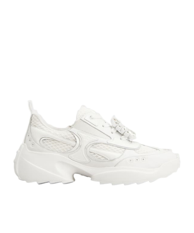 Roger Vivier Viv' On The Run Sneakers In Leather And Fabric In White