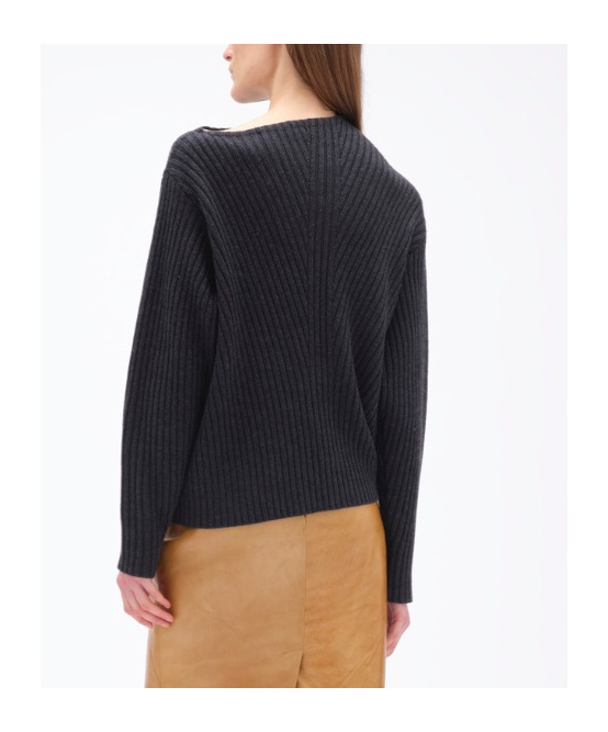 Remain Birger Christensen Asymmetrical Neckline Sweater In Black