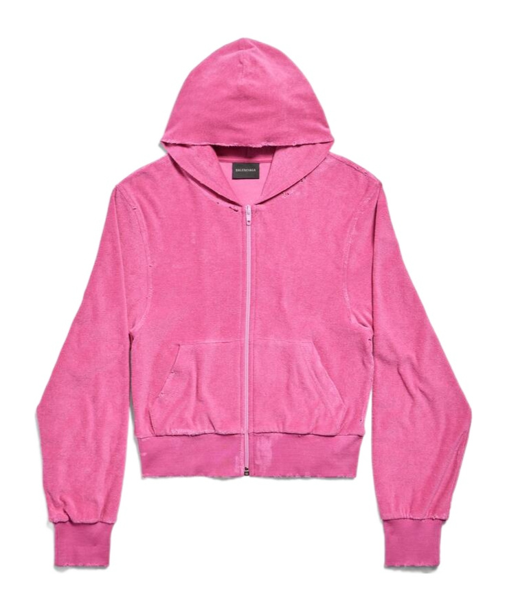Balenciaga Women's Bb Motel Zip-up Hoodie Fitted In Dark Pink In Pink