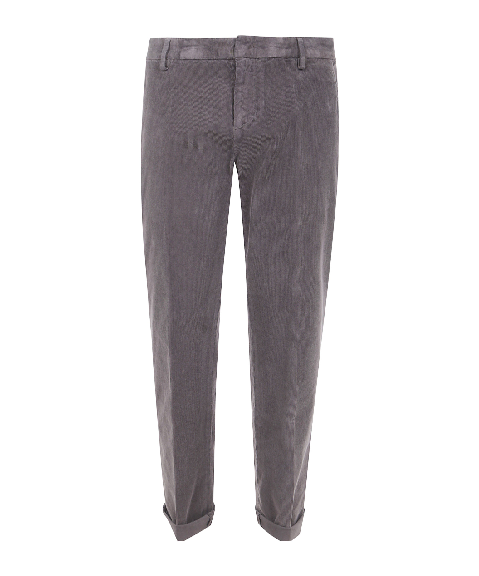 Dondup Corduroy Cuffed Trousers In Gray