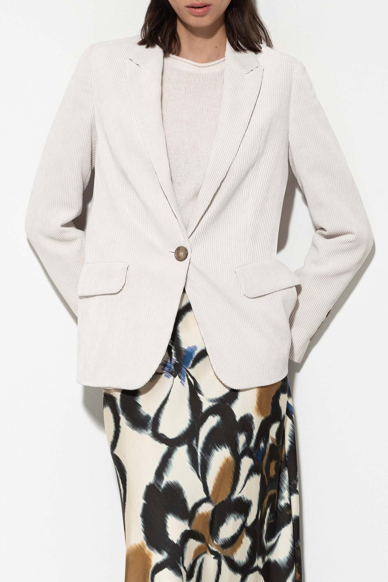 Luisa Cerano Single-button Corduroy Blazer In Eggshell