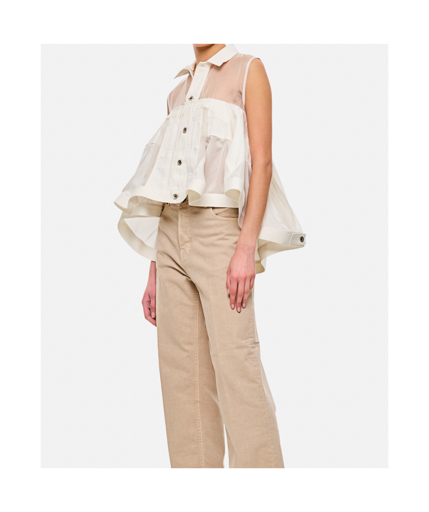 Sacai Denim Mix Shirt In White
