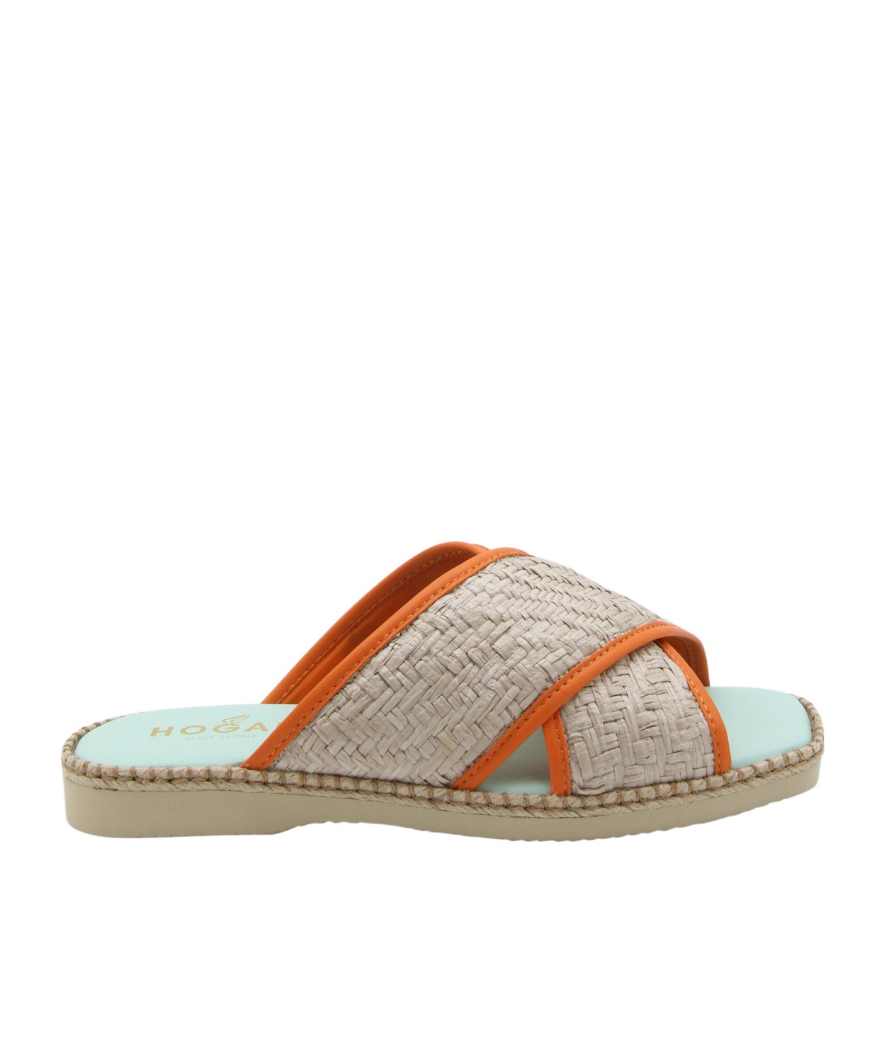 Hogan Cross Strap Slides In Nude