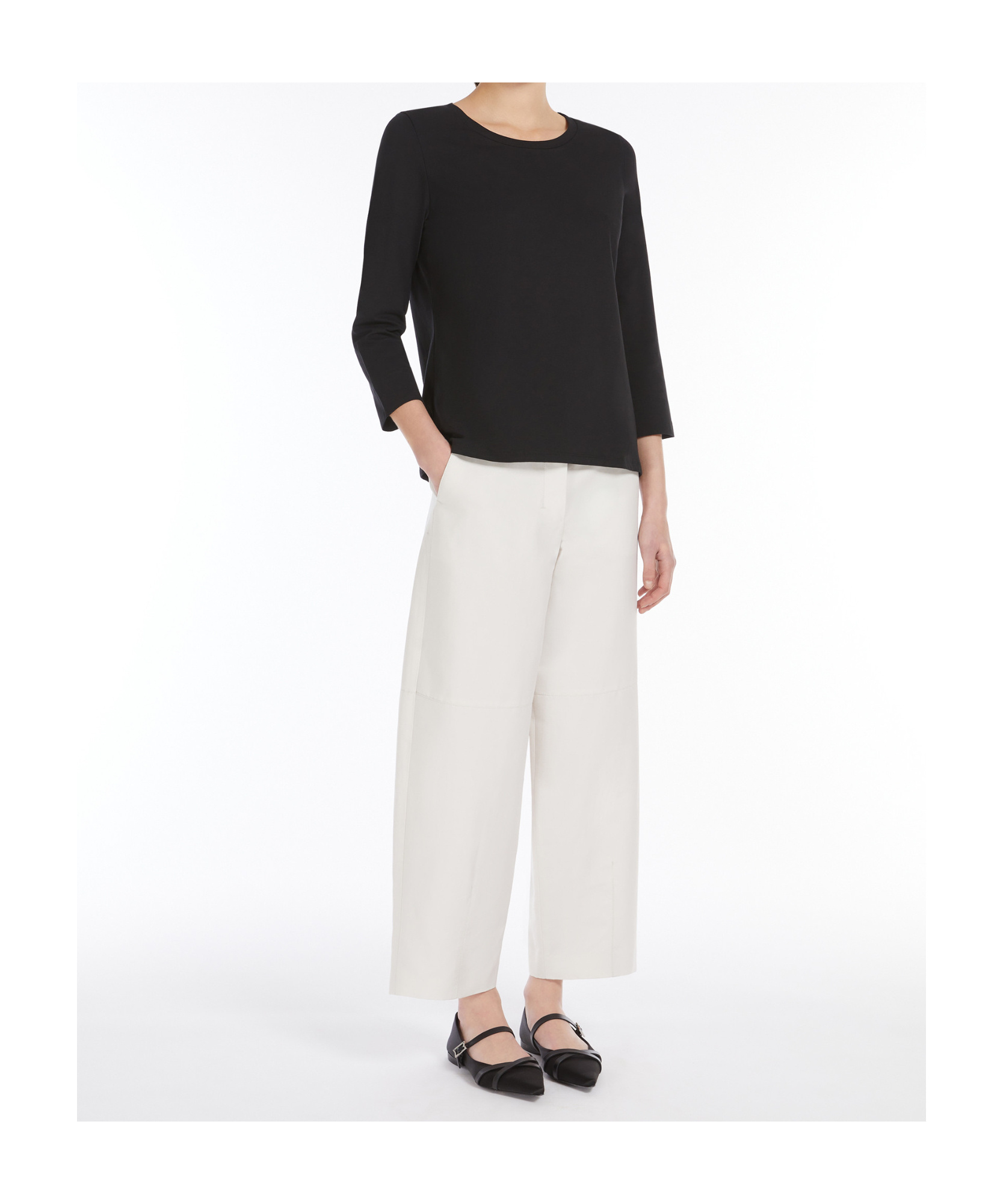 Max Mara Boat Neck T-shirt In Black