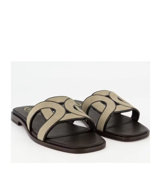 Tod's Bicolor Chain Slide Sandals In Black